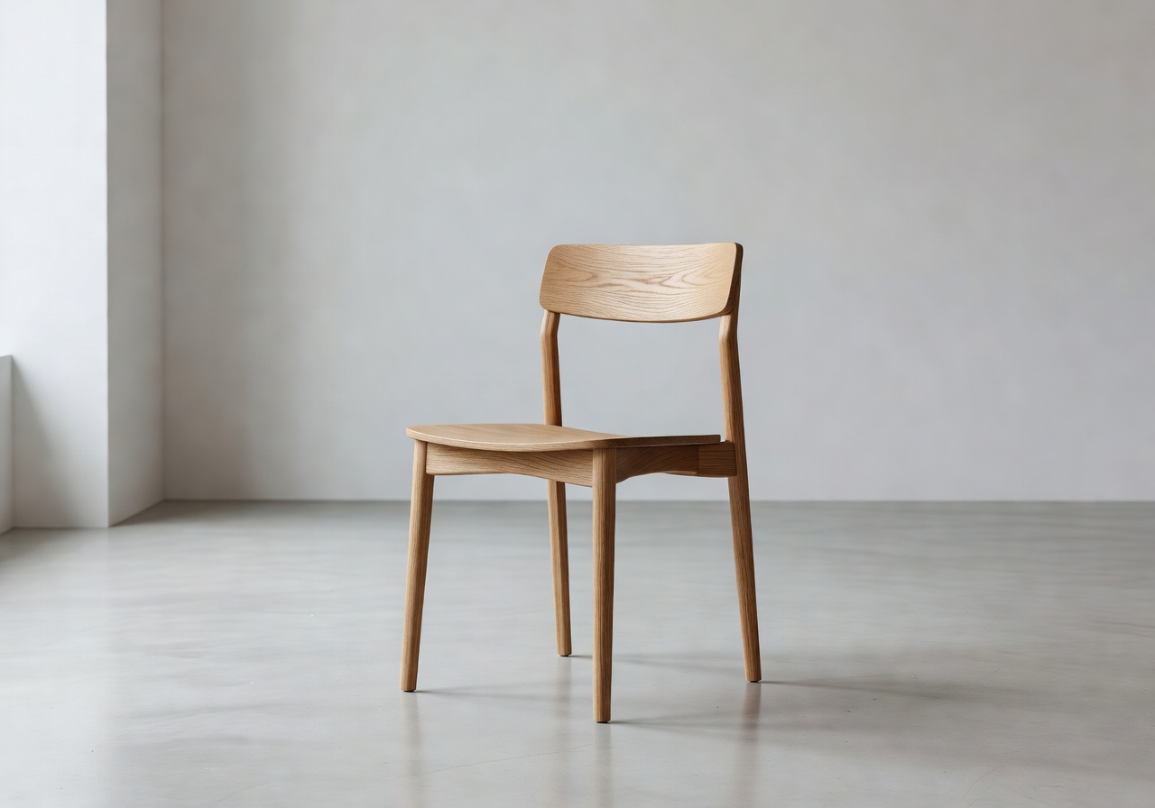 Custom wooden dining chair in a minimalist setting